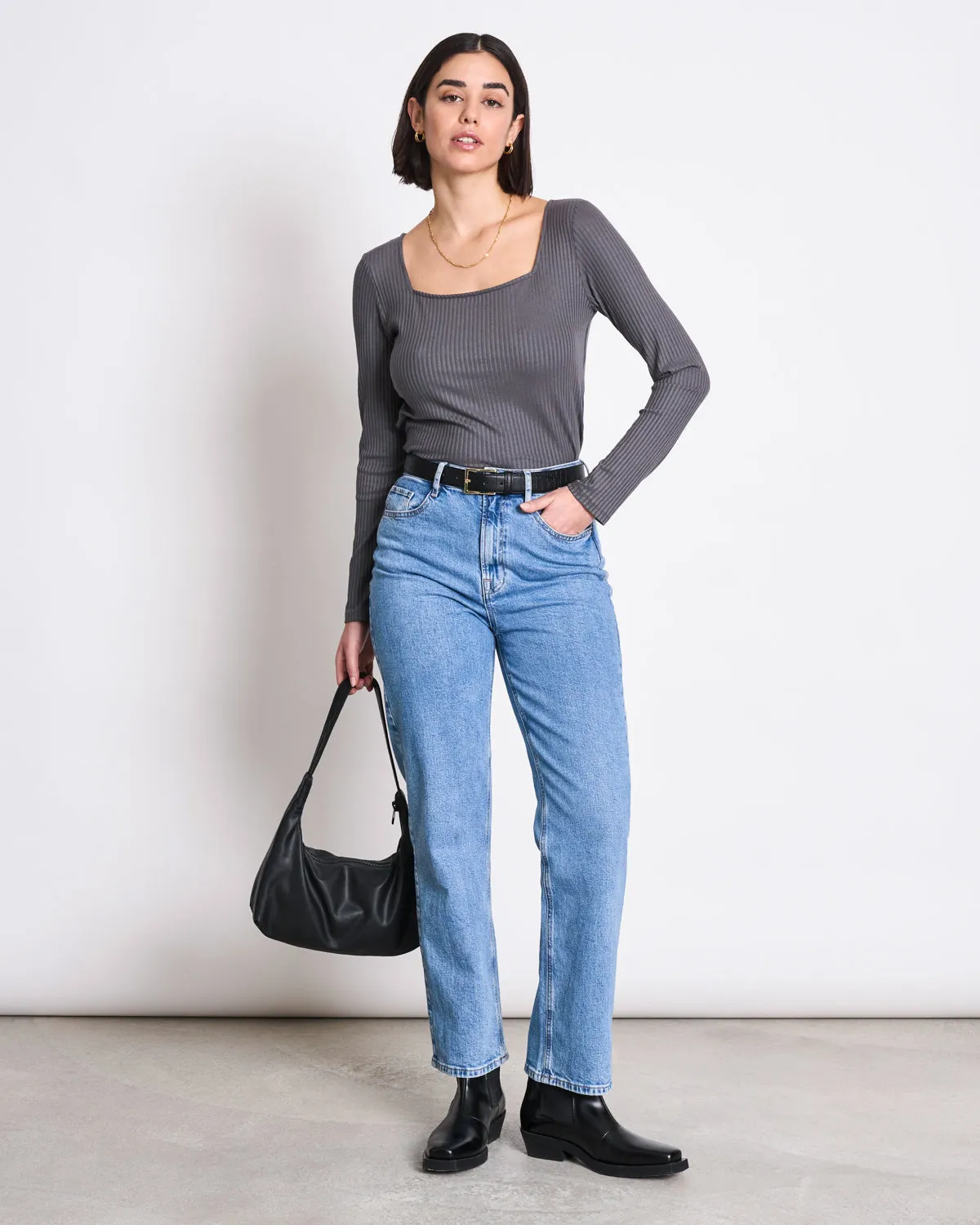 SQUARE NECK LONGSLEEVE FRIA DARK GREY sold by JAN 'N JUNE