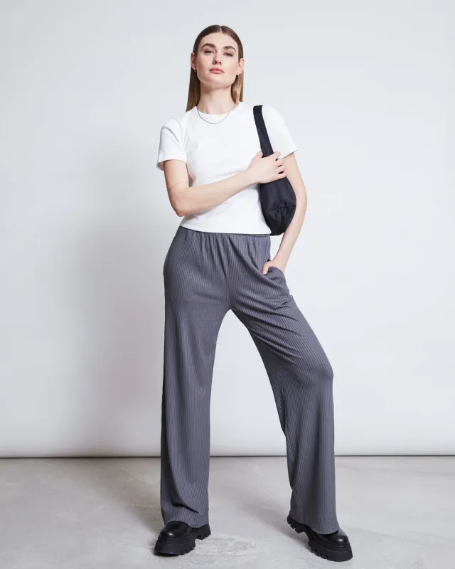 TENCEL™ LYOCELL RIB PANTS SMILLA DARK GREY sold by JAN 'N JUNE