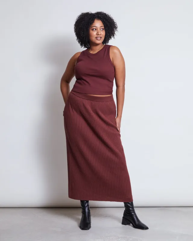MIDI KNIT SKIRT EBBA INTENSE RUST GOTS sold by JAN 'N JUNE