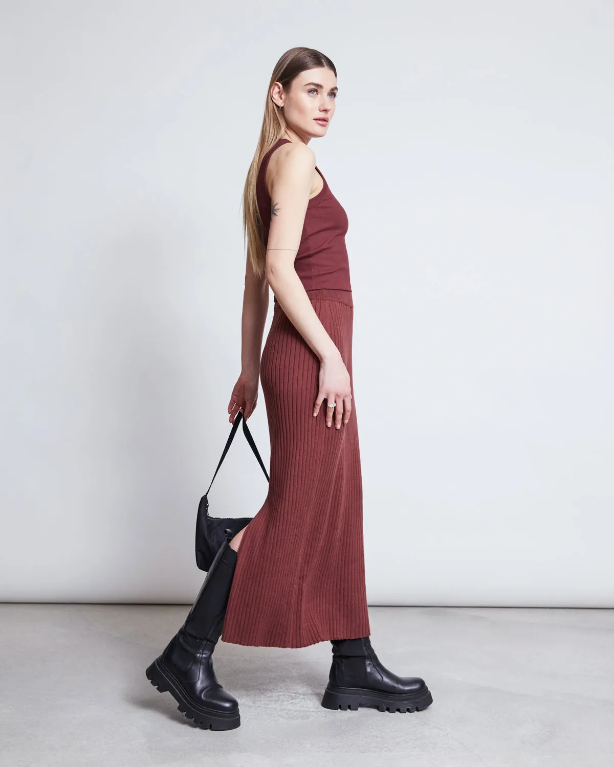 MIDI KNIT SKIRT EBBA INTENSE RUST GOTS sold by JAN 'N JUNE product image thumbnail 4