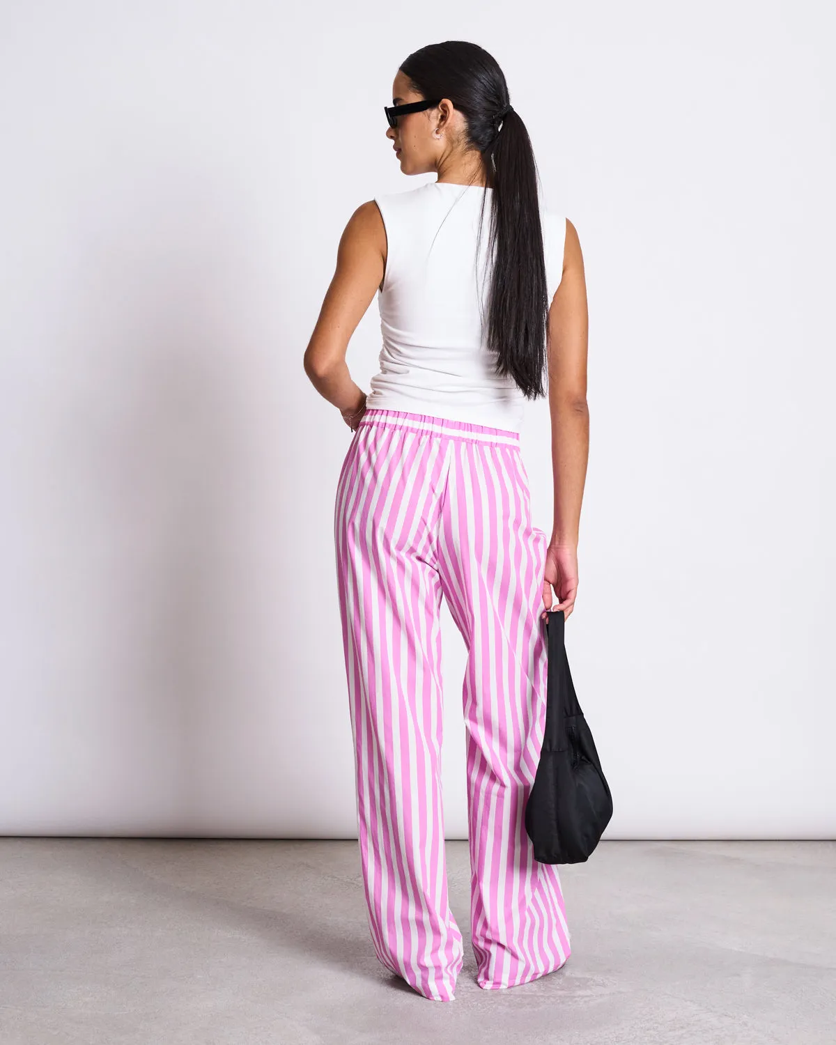 COTTON PANTS SOBY WHITE HOT PINK STRIPED GOTS sold by JAN 'N JUNE product image thumbnail 3