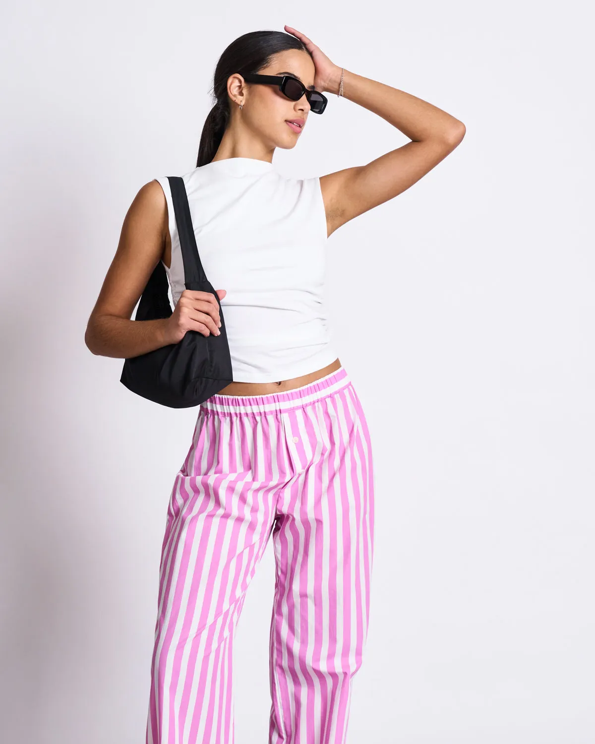COTTON PANTS SOBY WHITE HOT PINK STRIPED GOTS sold by JAN 'N JUNE product image thumbnail 2