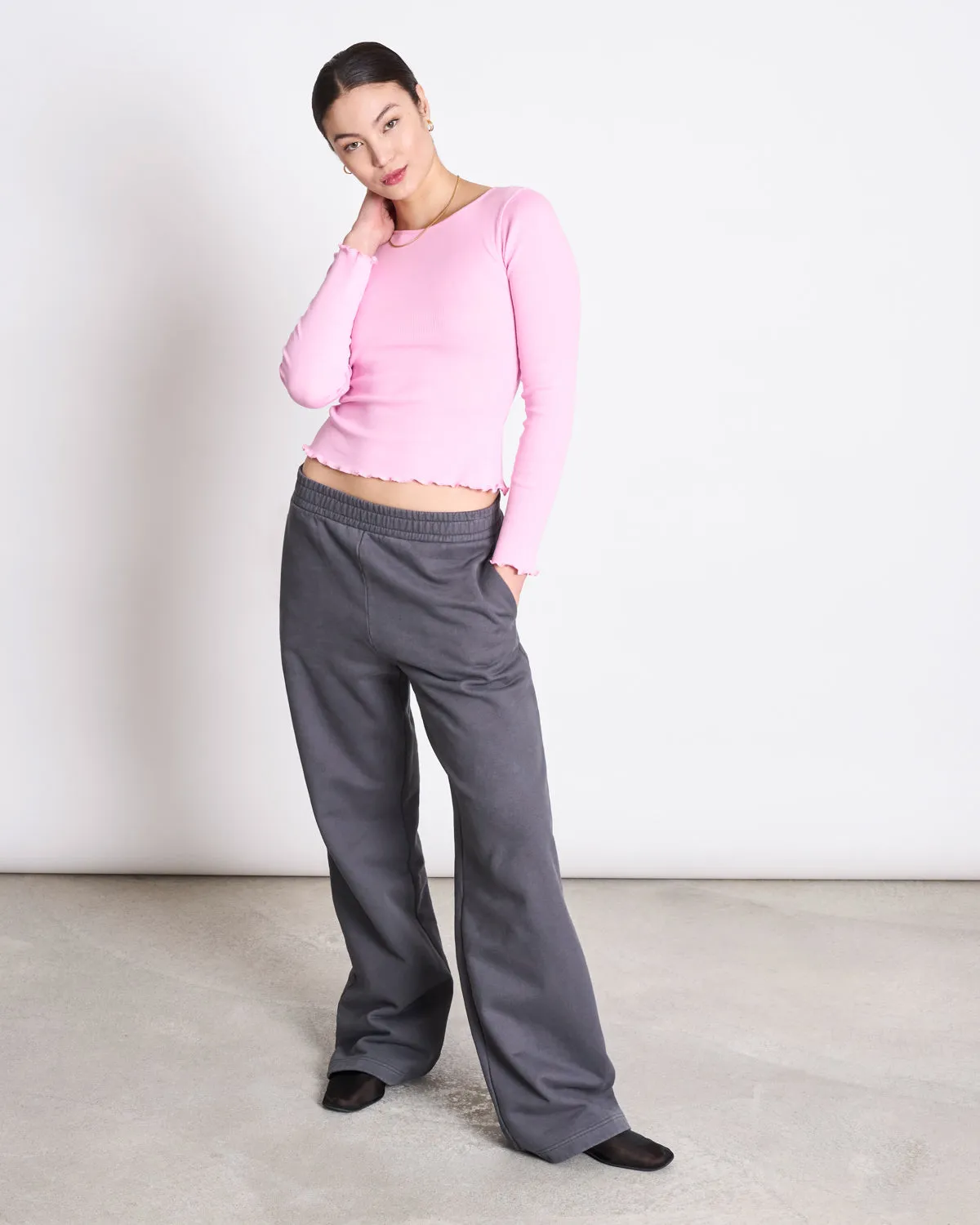 MINIRIB LONGSLEEVE AVERSA BONBON PINK GOTS sold by JAN 'N JUNE