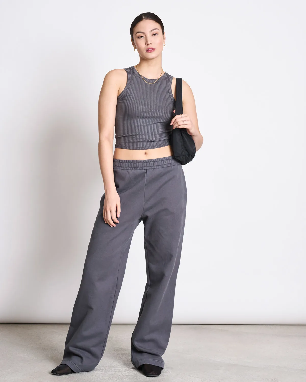 TENCEL™ LYOCELL RIB TANK TOP PORTO DARK GREY sold by JAN 'N JUNE product image thumbnail 2
