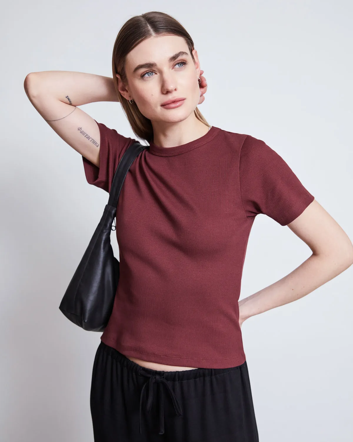 RIB T-SHIRT NILE INTENSE RUST GOTS sold by JAN 'N JUNE