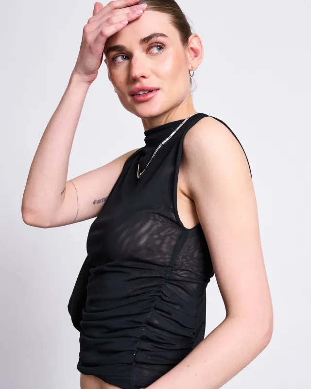 RUFFLE MESH TOP LAGUNA BLACK sold by JAN 'N JUNE