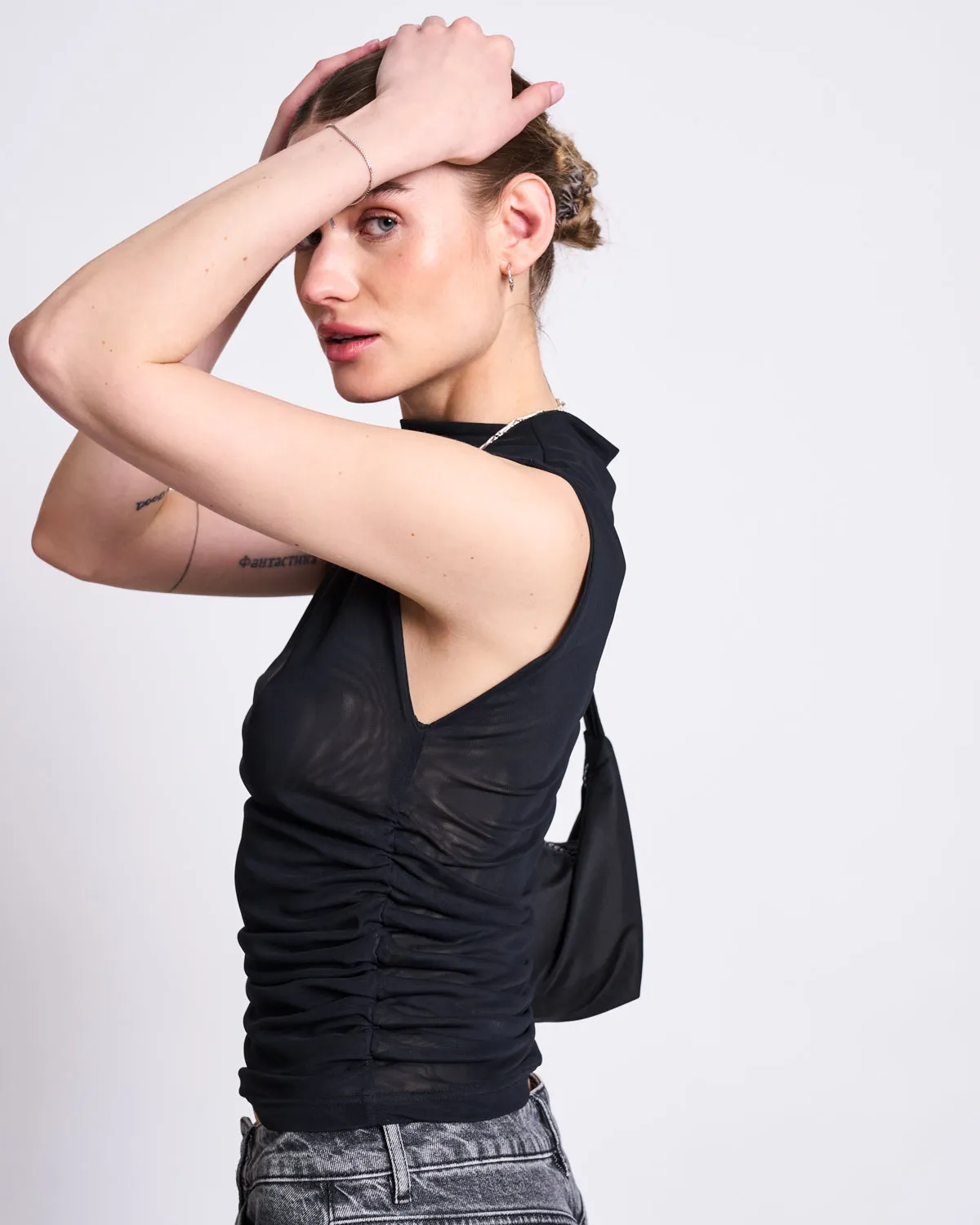 RUFFLE MESH TOP LAGUNA BLACK sold by JAN 'N JUNE product image thumbnail 5