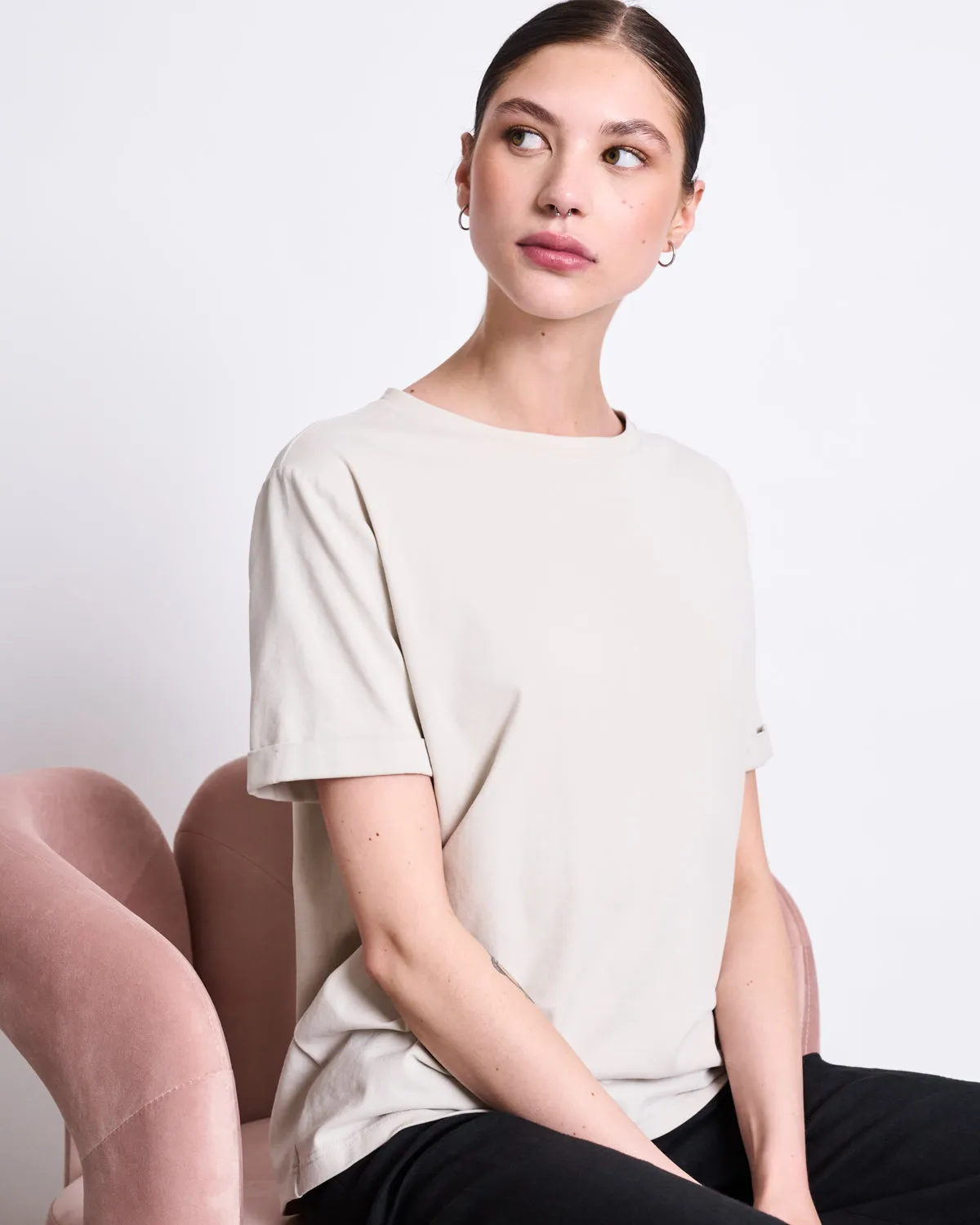 BRUSHED T-SHIRT BOY IVORY GOTS sold by JAN 'N JUNE