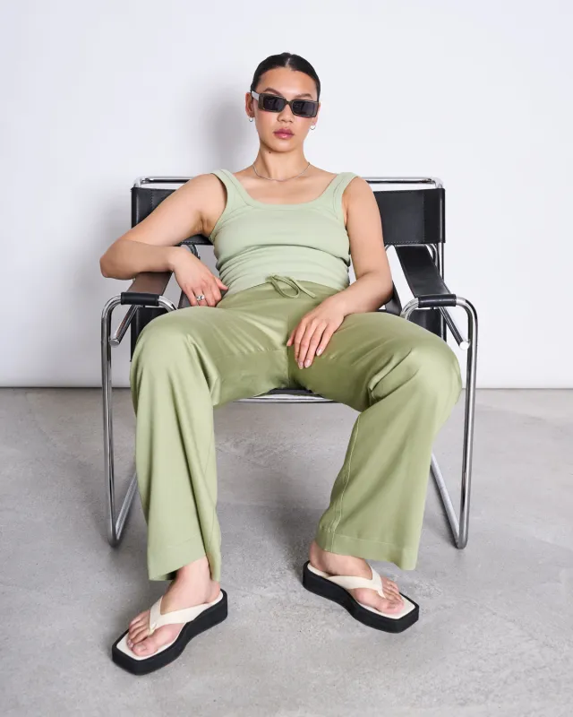 MID RISE LOOSE PANTS STRATH PALE OLIVE sold by JAN 'N JUNE