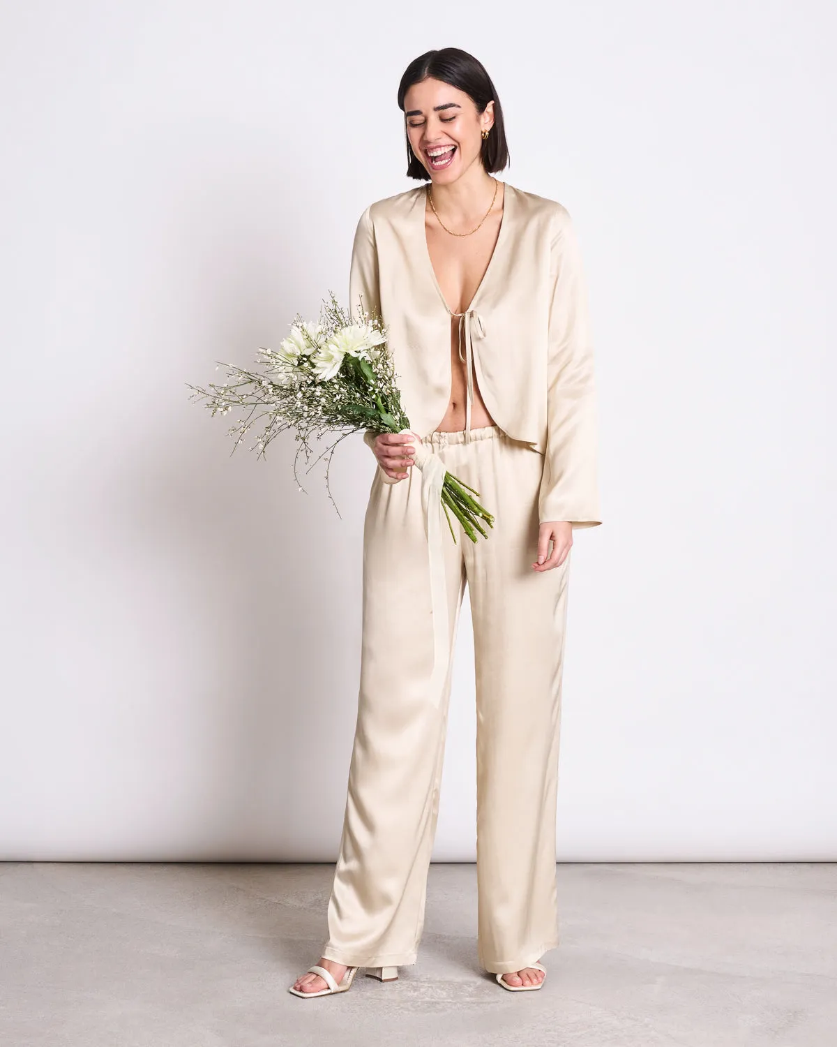 LOOSE SILKY PANTS FRIS IVORY sold by JAN 'N JUNE product image thumbnail 3