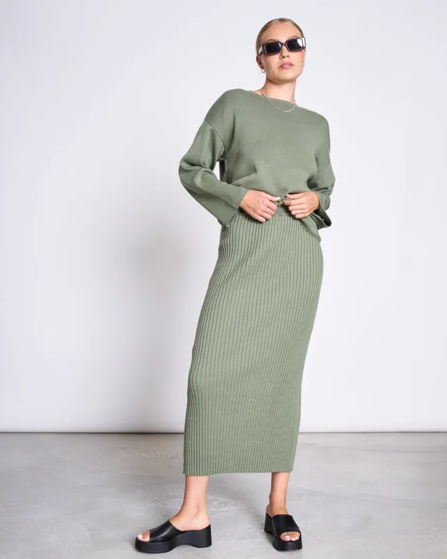 MIDI KNIT SKIRT EBBA SEA SPRAY GOTS sold by JAN 'N JUNE