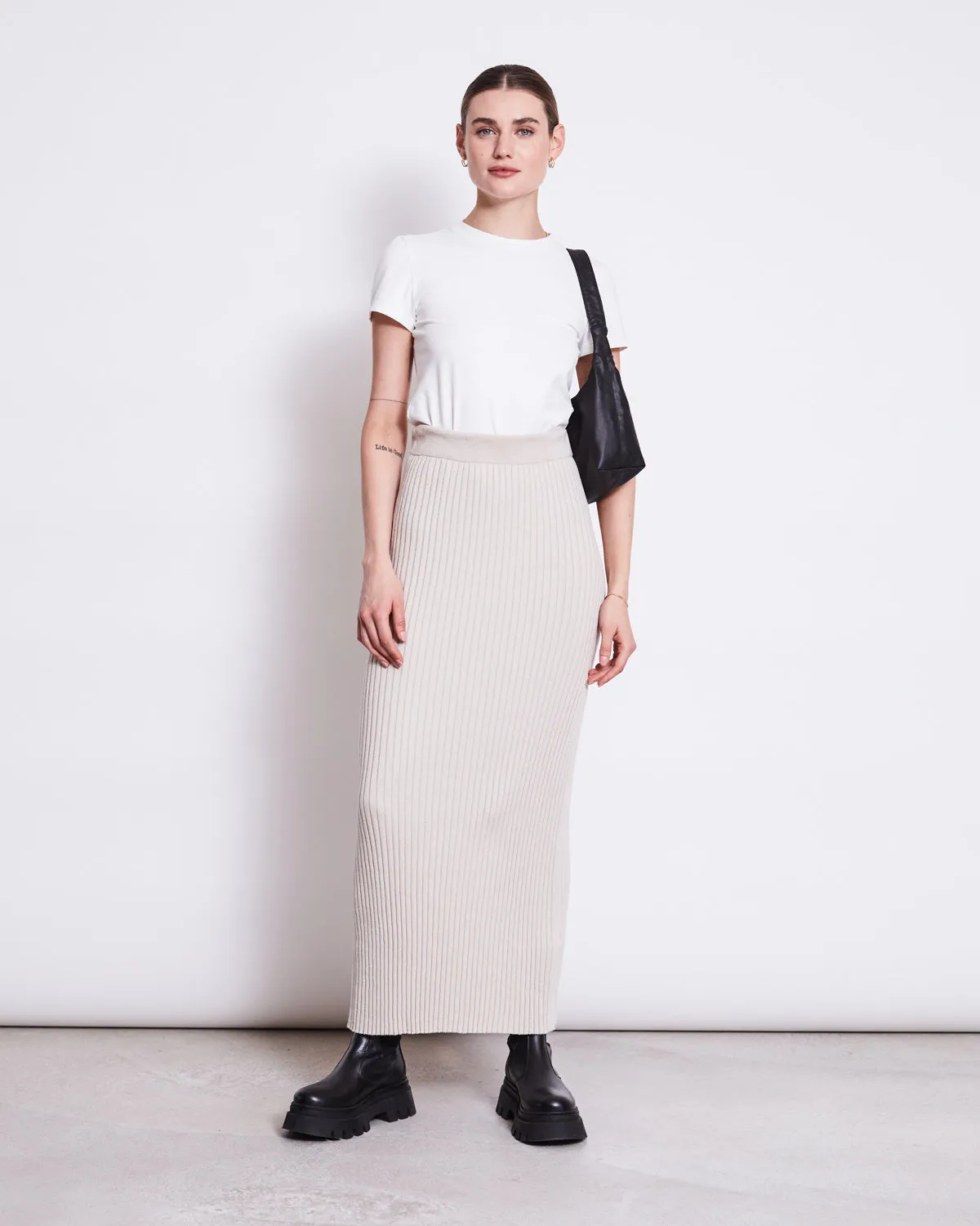 MIDI KNIT SKIRT EBBA IVORY GOTS sold by JAN 'N JUNE