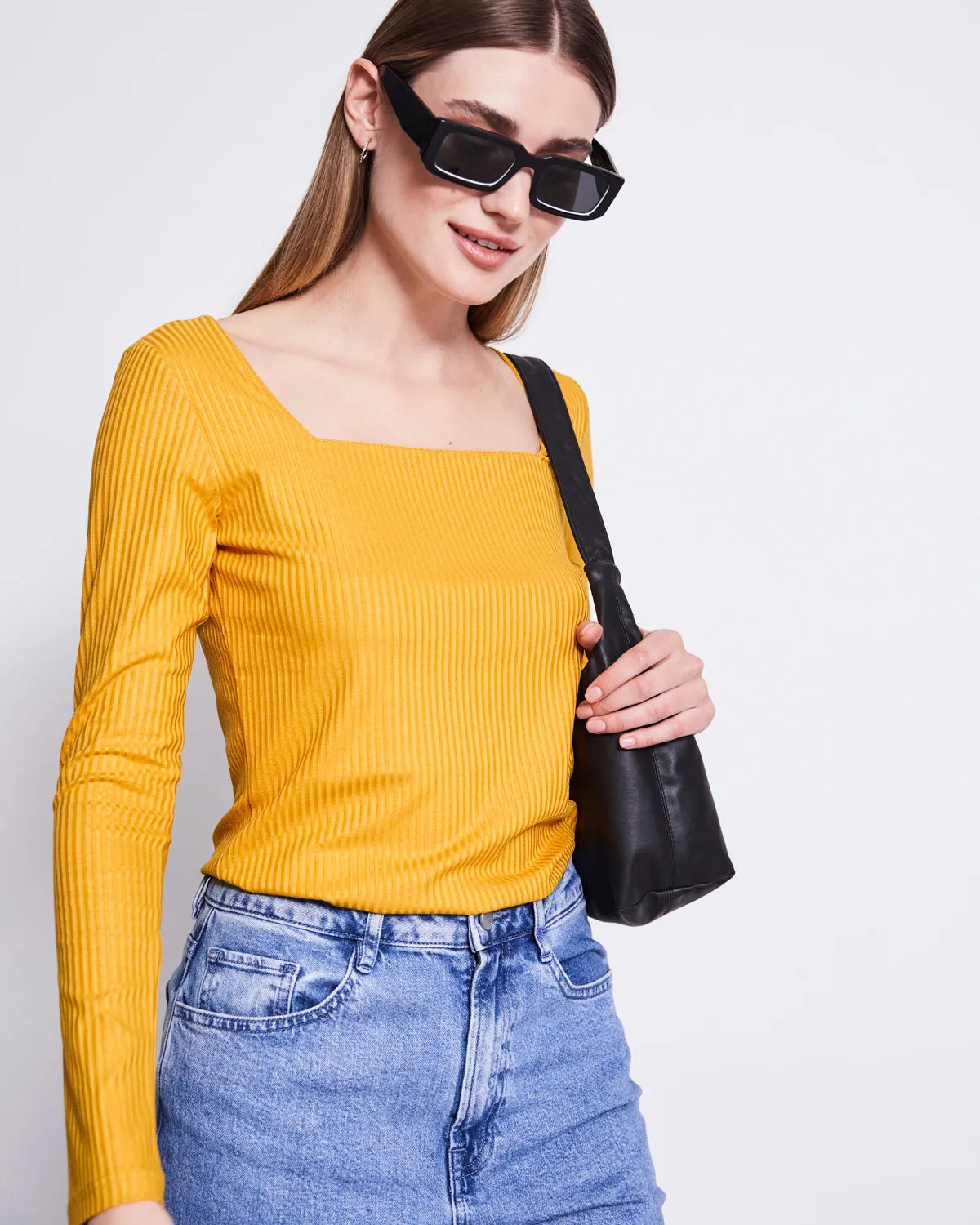 SQUARE NECK LONGSLEEVE FRIA MUSTARD sold by JAN 'N JUNE product image thumbnail 2