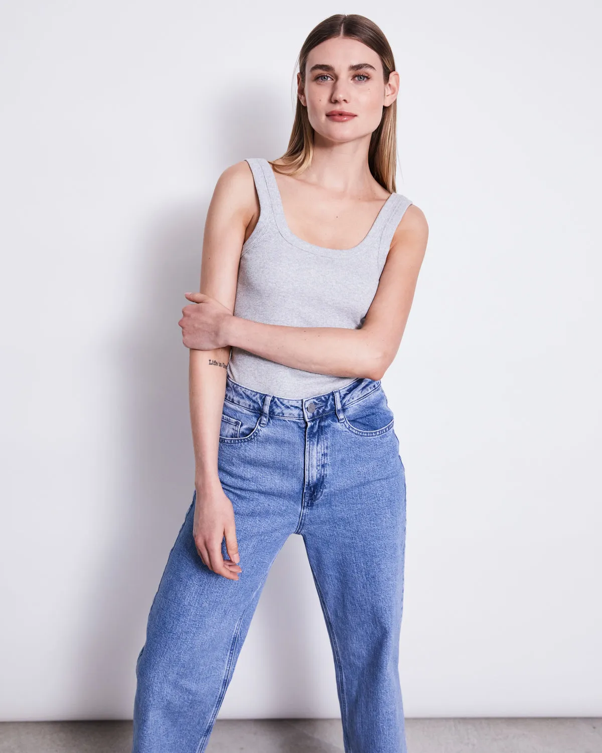 SLITTED WIDE LEG JEANS SELENE LIGHT BLUE sold by JAN 'N JUNE product image thumbnail 5