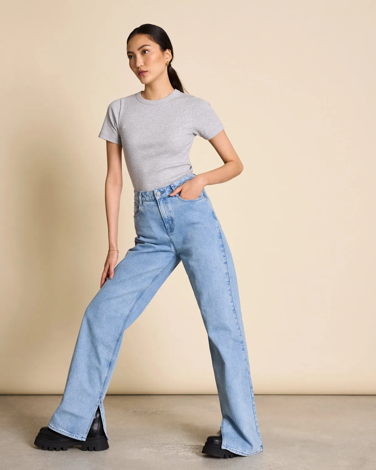 RIB T-SHIRT NILE LIGHT GREY GOTS sold by JAN 'N JUNE product image thumbnail 5