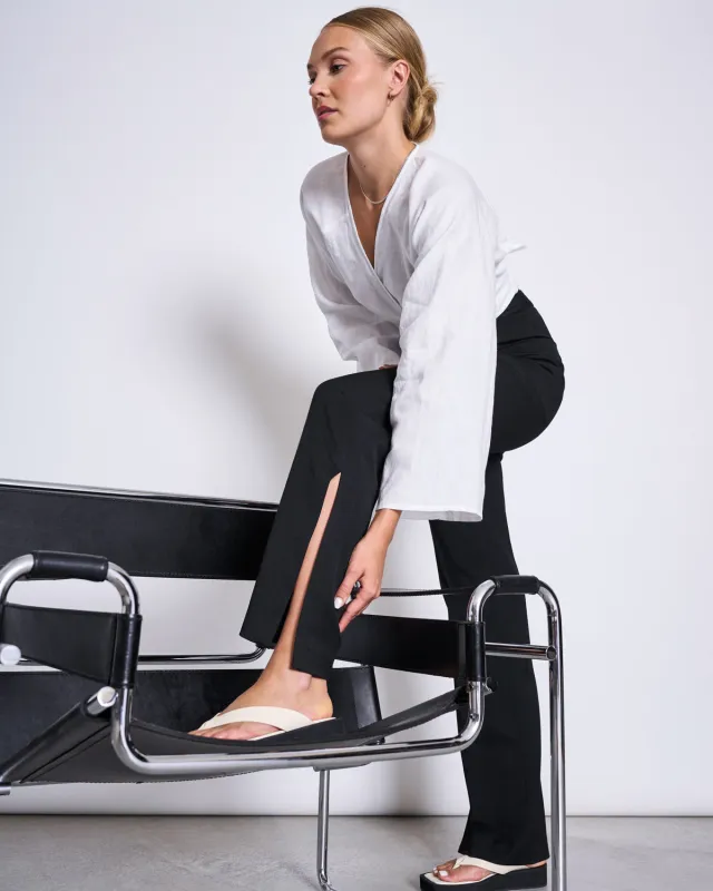 SLIT PANTS DOURO BLACK sold by JAN 'N JUNE