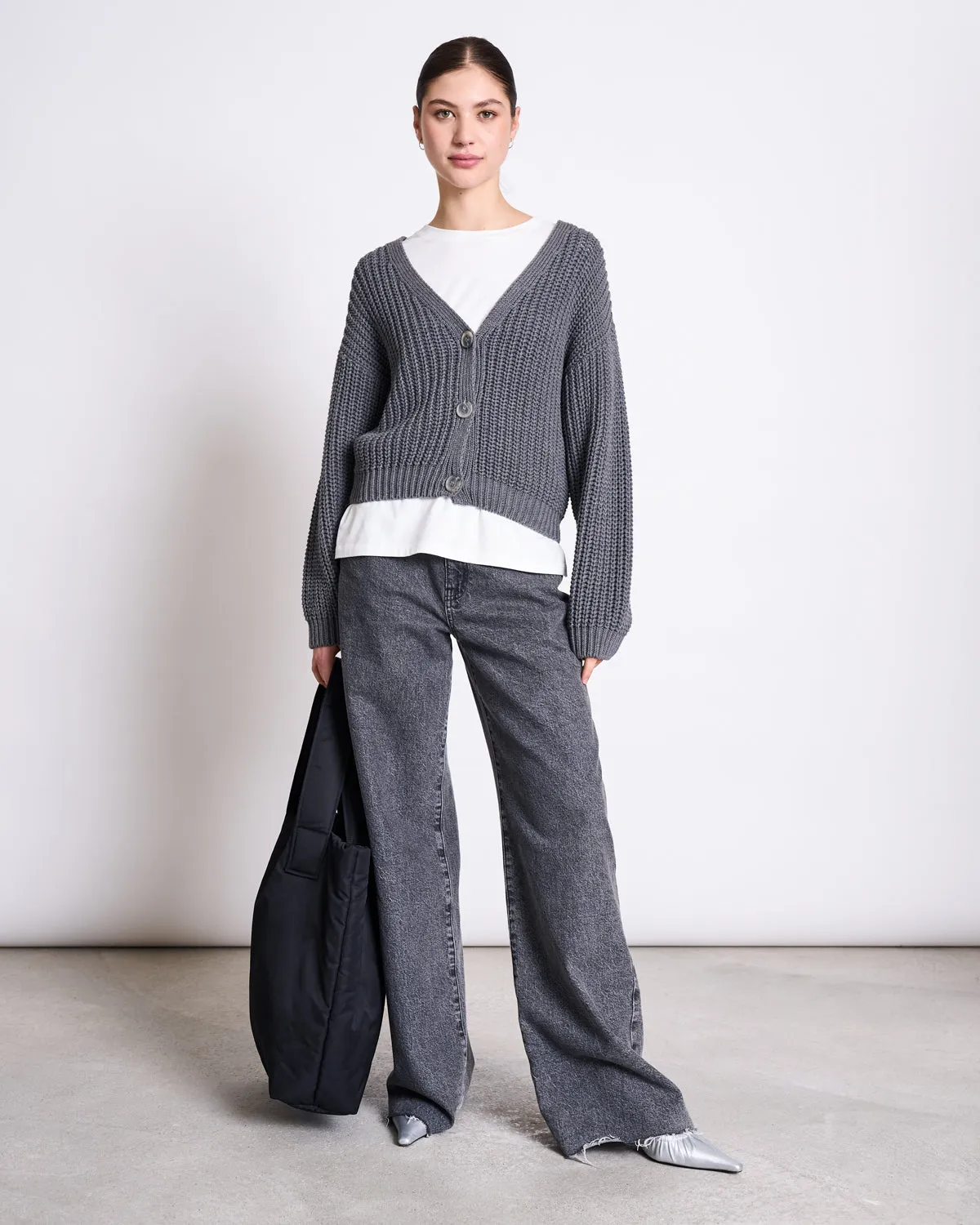 CHUNKY CARDIGAN LENA DARK GREY GOTS sold by JAN 'N JUNE product image thumbnail 2