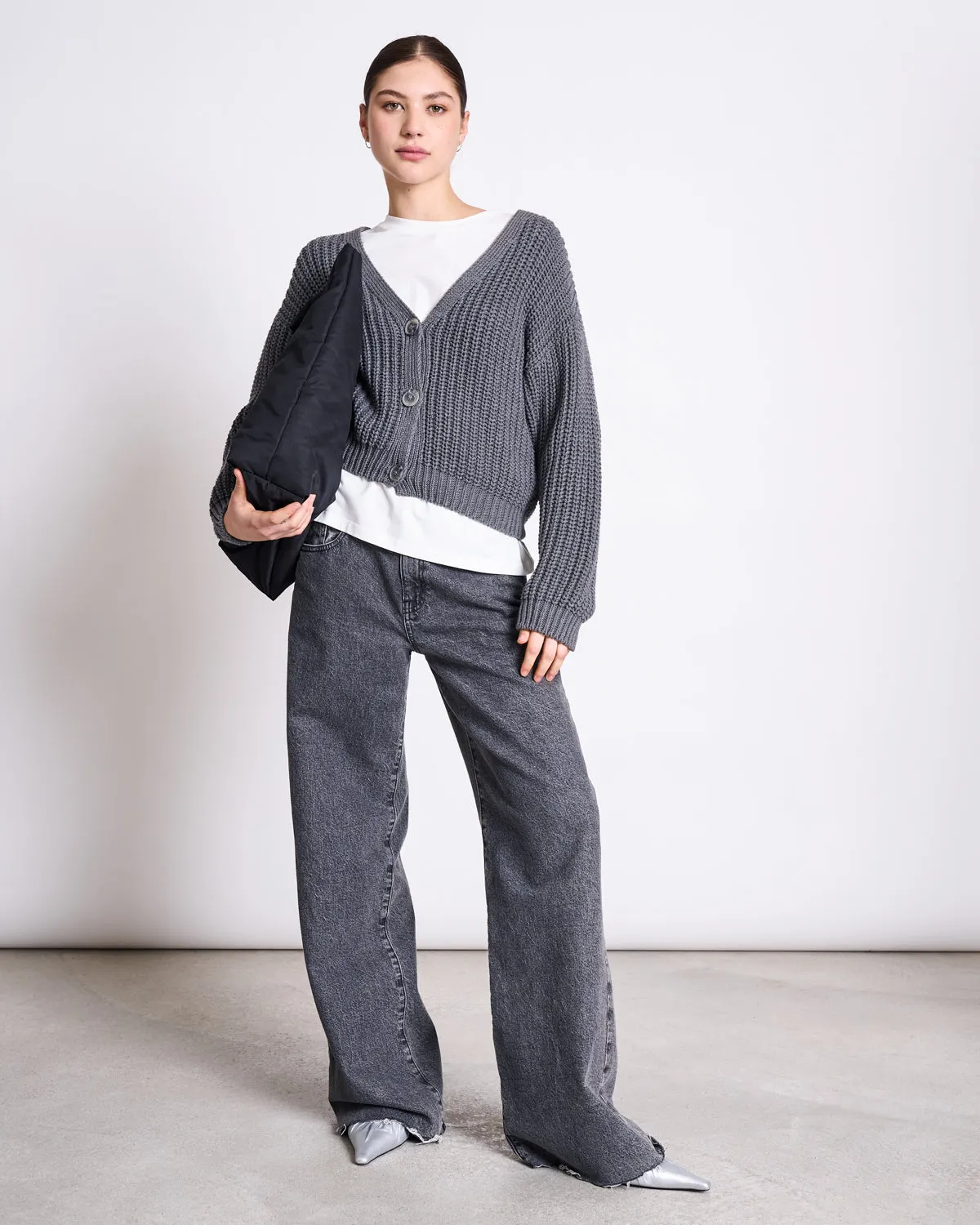 CHUNKY CARDIGAN LENA DARK GREY GOTS sold by JAN 'N JUNE