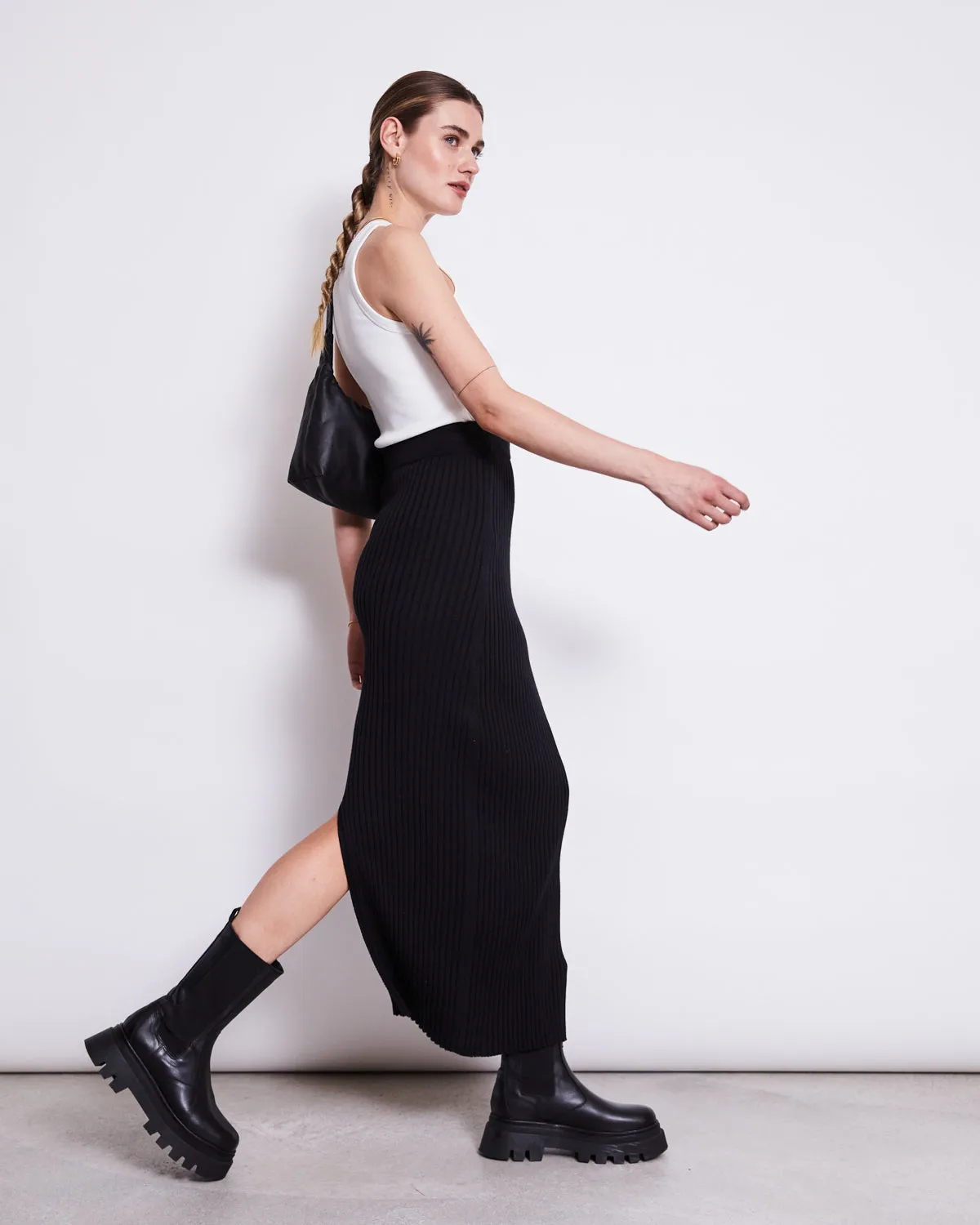 MIDI KNIT SKIRT EBBA BLACK GOTS sold by JAN 'N JUNE