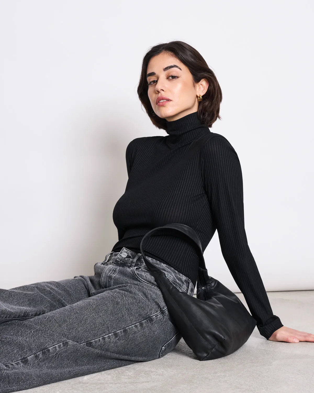 TENCEL™ LYOCELL RIB TURTLENECK MIO BLACK sold by JAN 'N JUNE