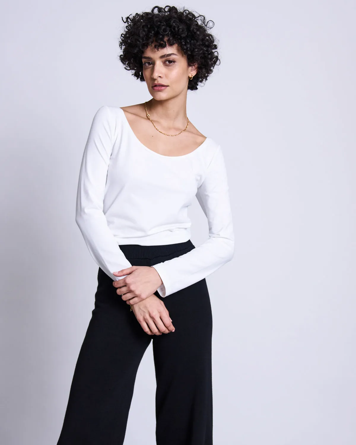 COTTON LONGSLEEVE SCOOP WHITE sold by JAN 'N JUNE