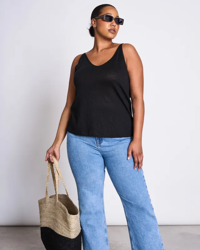 SLIP TOP TRIANGLE LINEN BLACK GOTS sold by JAN 'N JUNE