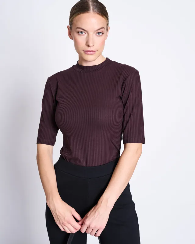 LYOCELL RIB T-SHIRT NINA ESPRESSO sold by JAN 'N JUNE