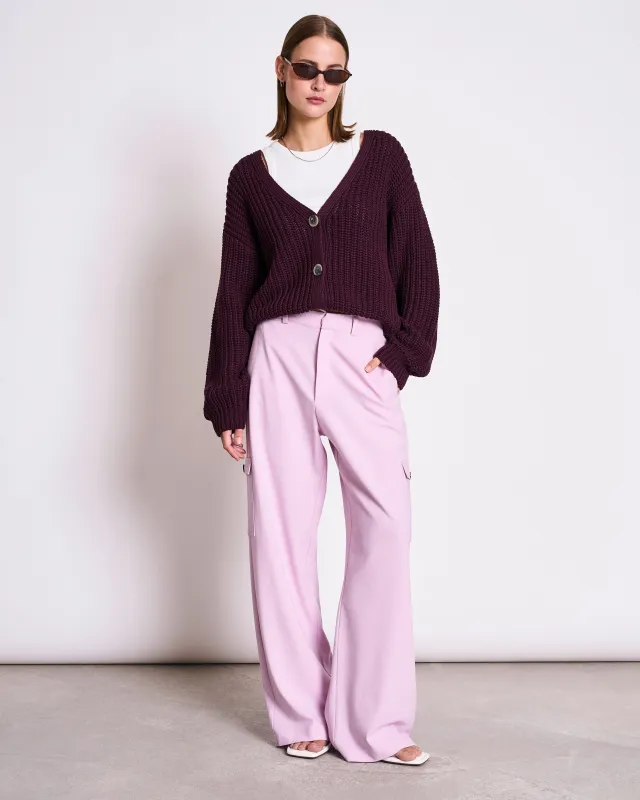 CHUNKY CARDIGAN LENA CHERRY LACQUER GOTS sold by JAN 'N JUNE