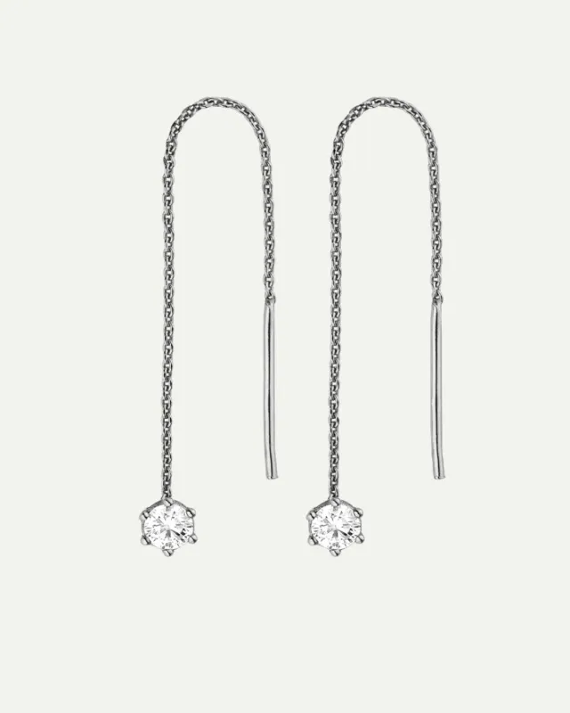 DEAR DARLING BERLIN ZIRCON THREADER EARRINGS SILVER sold by JAN 'N JUNE