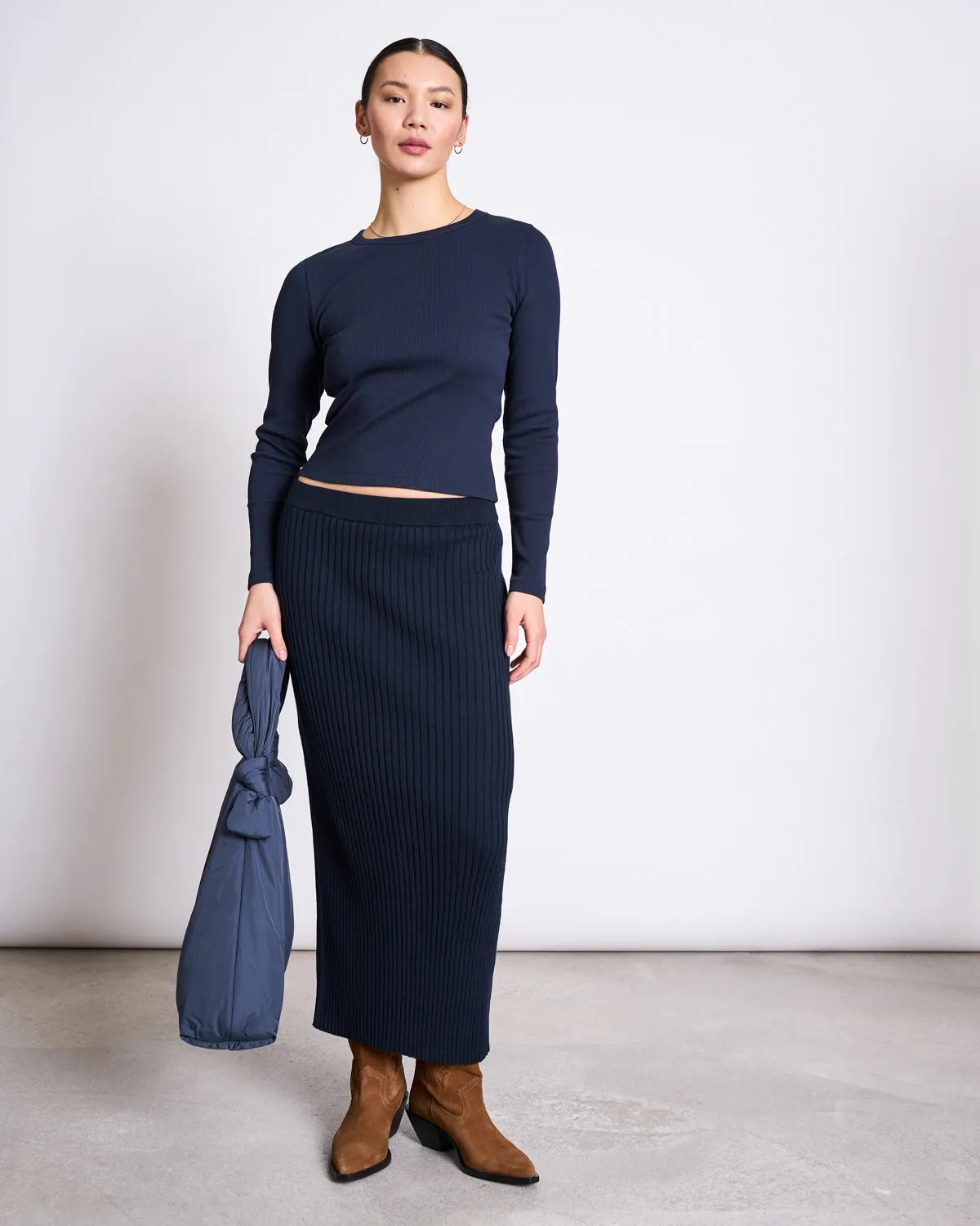 MIDI KNIT SKIRT EBBA NIGHTFALL GOTS sold by JAN 'N JUNE
