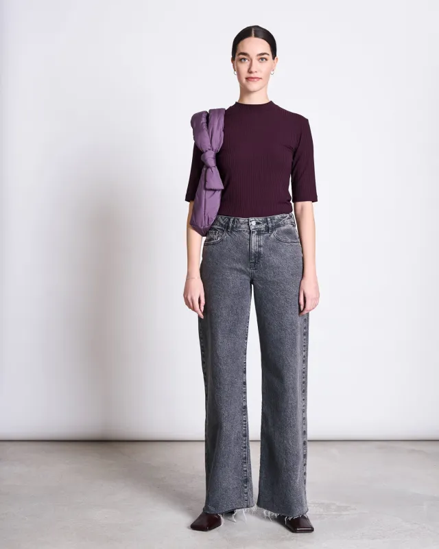 TENCEL™ LYOCELL RIB T-SHIRT NINA CHERRY LACQUER sold by JAN 'N JUNE