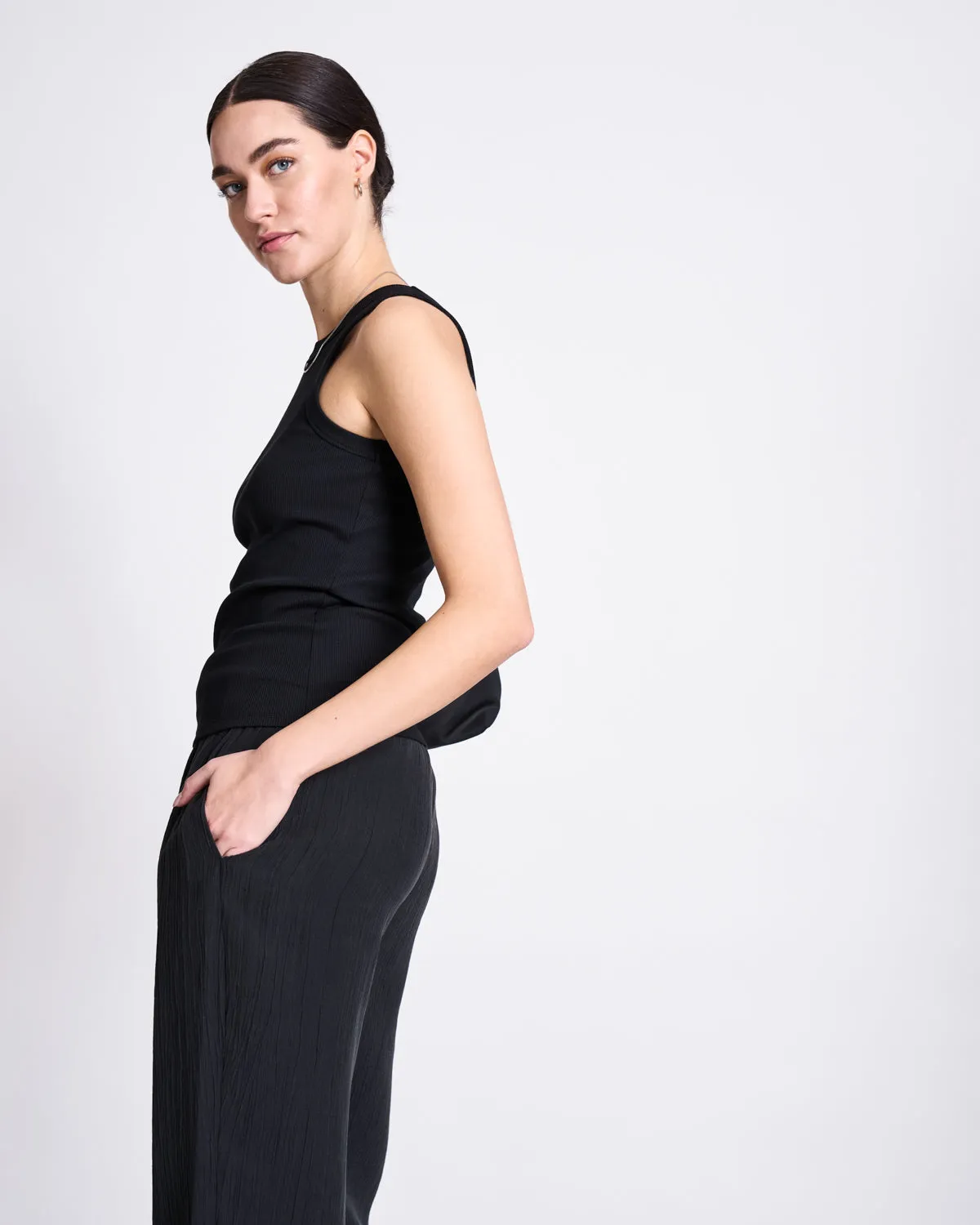ORGANIC COTTON TANK TOP PORTO LONG BLACK GOTS sold by JAN 'N JUNE product image thumbnail 4