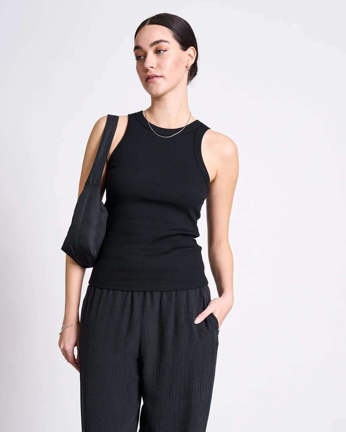 ORGANIC COTTON TANK TOP PORTO LONG BLACK GOTS sold by JAN 'N JUNE
