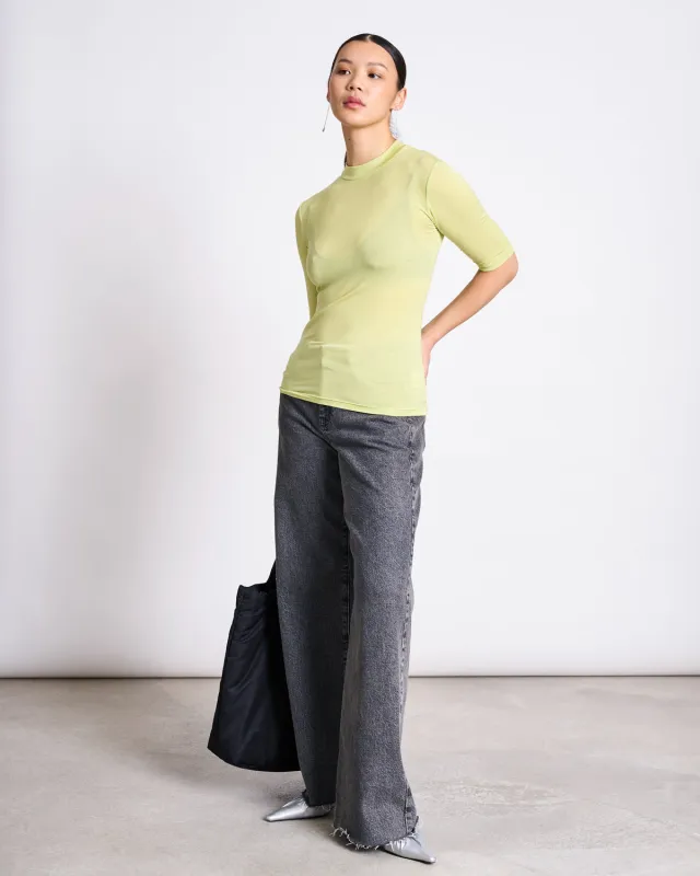 TENCEL™ LYOCELL HIGH-NECK T-SHIRT TARMA GRANNY SMITH sold by JAN 'N JUNE