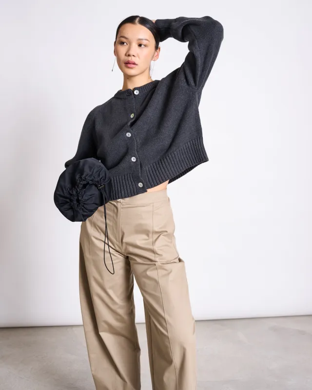 RELAXED CREWNECK CARDIGAN SIVIA ANTHRACITE GOTS sold by JAN 'N JUNE