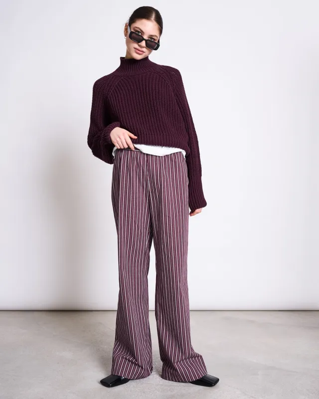 COTTON PANTS SOBY CHERRY LACQUER WHITE STRIPED GOTS sold by JAN 'N JUNE