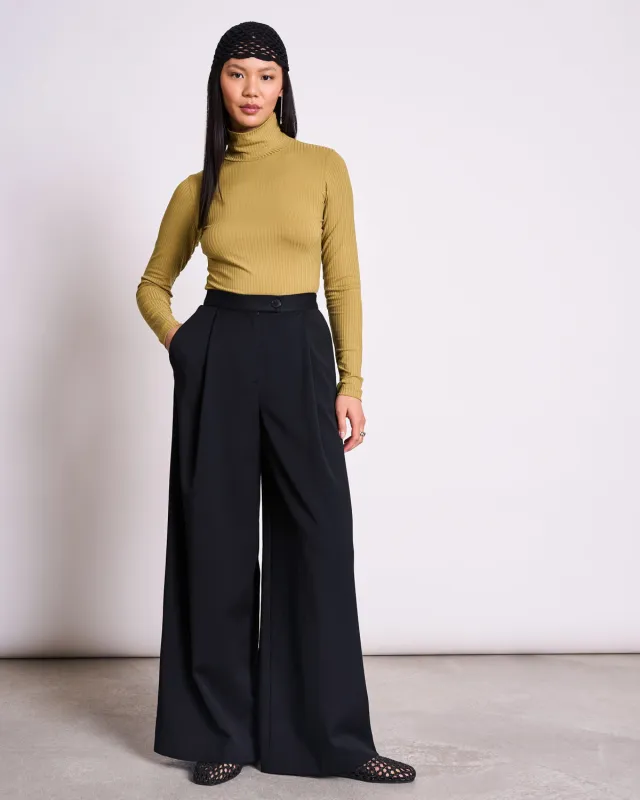 TENCEL™ LYOCELL RIB TURTLENECK MIO WOODY OLIVE sold by JAN 'N JUNE