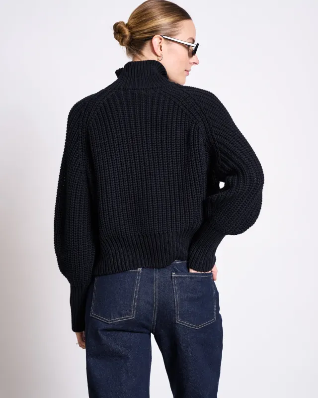 HIGH-NECK JUMPER WOOLY OLA BLACK GOTS sold by JAN 'N JUNE