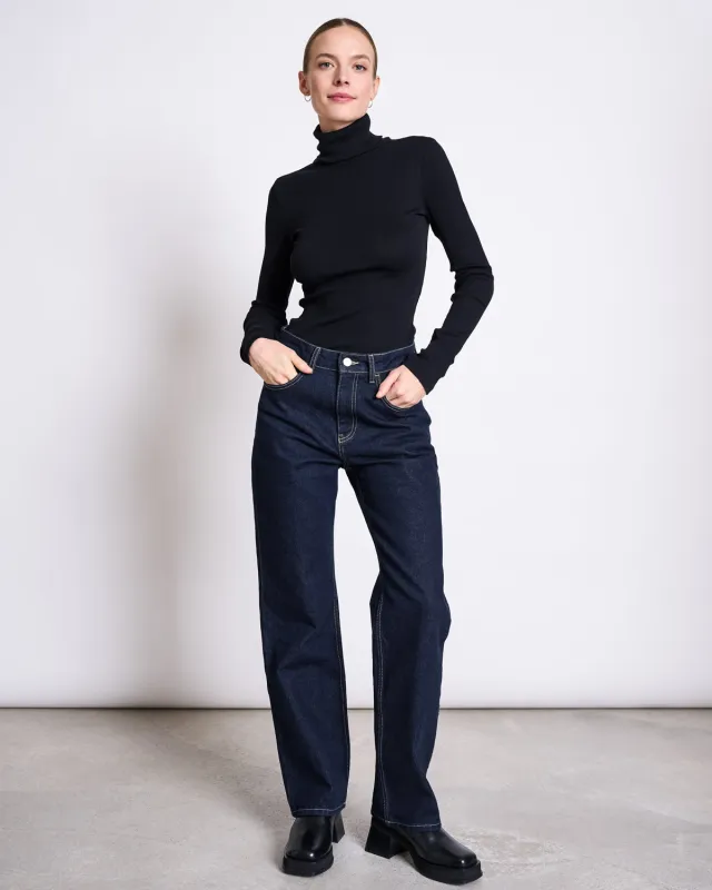 STRAIGHT LEG HIGHWAIST JEANS VILCA DARK BLUE DENIM GOTS sold by JAN 'N JUNE