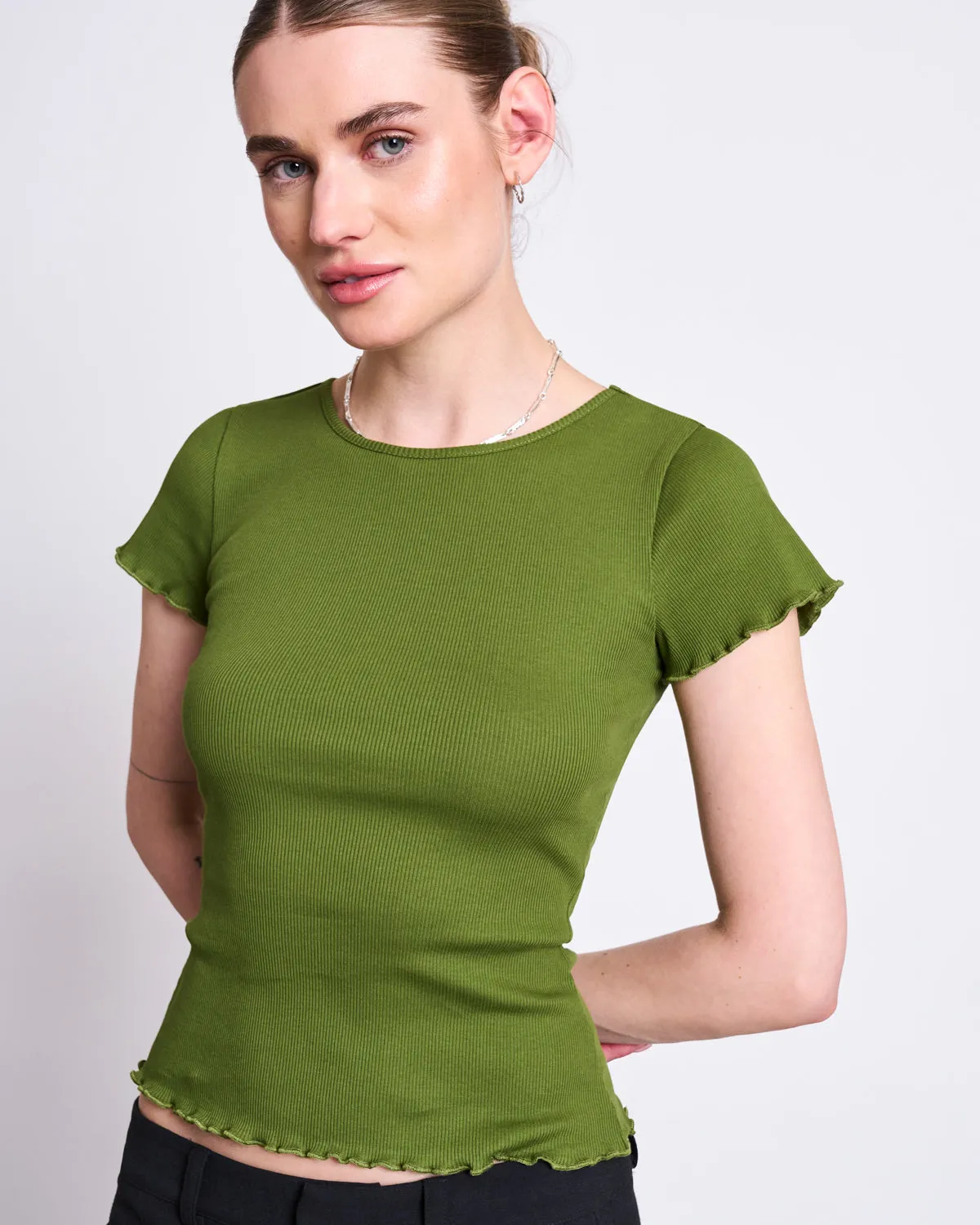 MINIRIB T-SHIRT REN WOODY OLIVE GOTS sold by JAN 'N JUNE