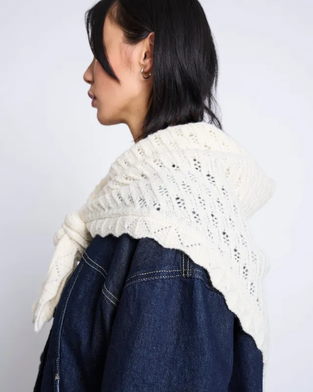 LAMBSWOOL TRIANGLE SCARF ELVA OFFWHITE GOTS sold by JAN 'N JUNE
