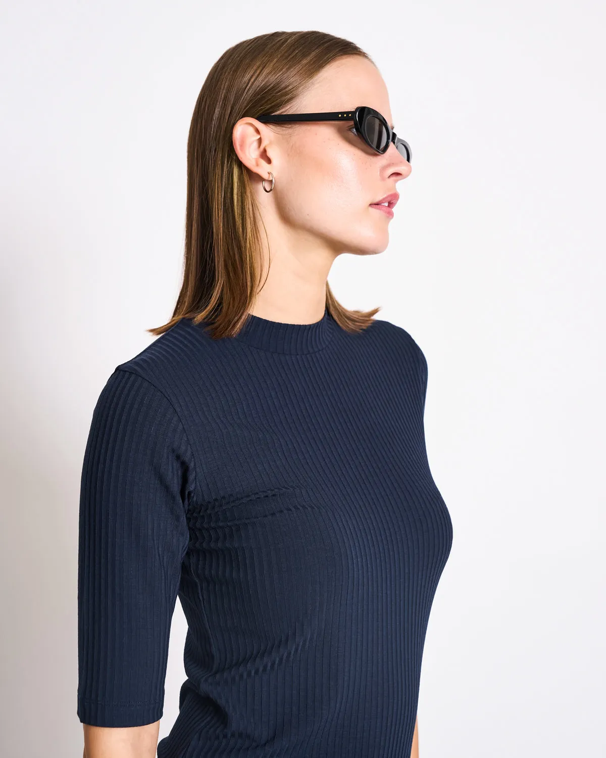 TENCEL™ LYOCELL RIB T-SHIRT NINA NIGHTFALL sold by JAN 'N JUNE product image thumbnail 3