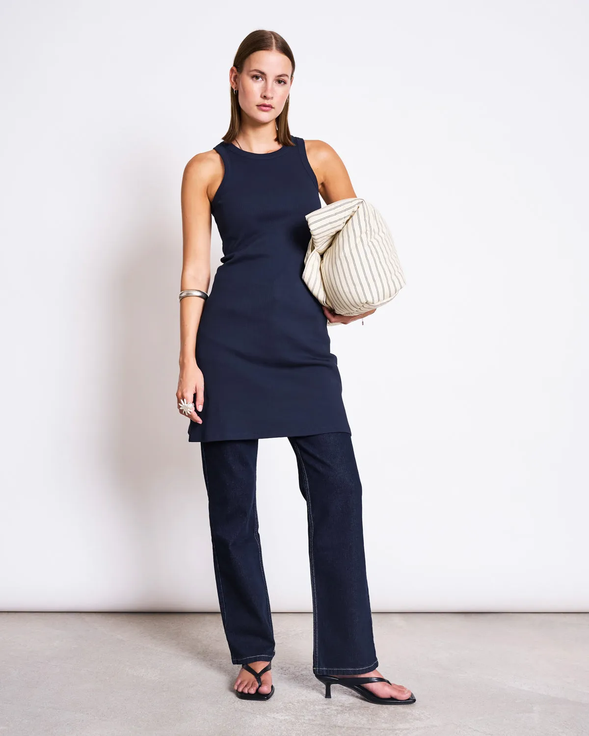 RIB MINI DRESS PORTO NIGHTFALL GOTS sold by JAN 'N JUNE