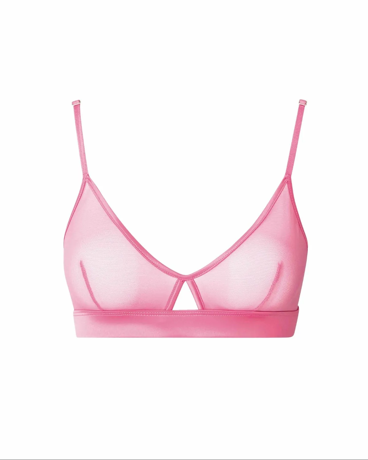 UNDERSTATEMENT MESH CUT-OUT TRIANGLE BRALETTE CANDY PINK sold by JAN 'N JUNE