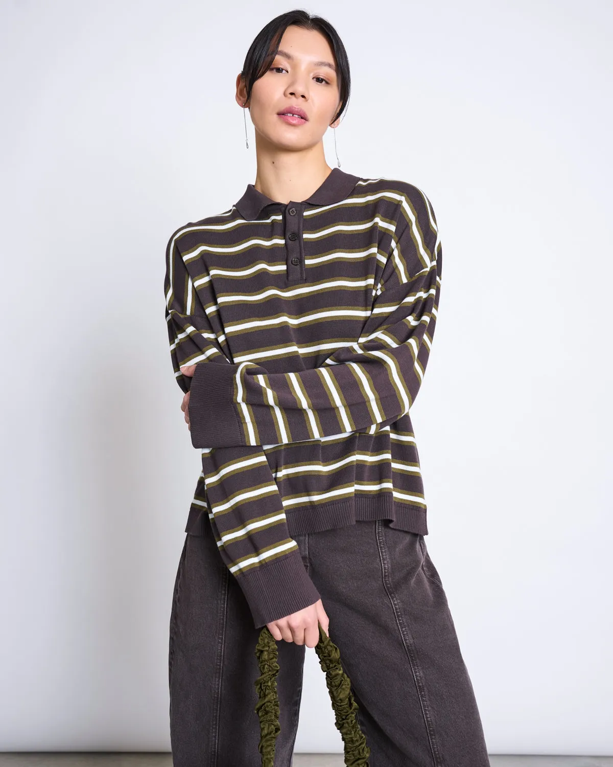 KNIT POLO SWEATER ETTA ZARTBITTER STRIPED GOTS sold by JAN 'N JUNE