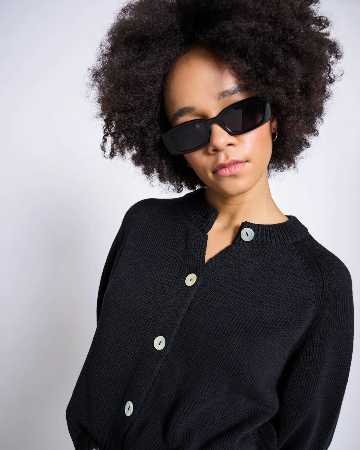 RELAXED CREWNECK CARDIGAN SIVIA BLACK GOTS sold by JAN 'N JUNE product image thumbnail 3