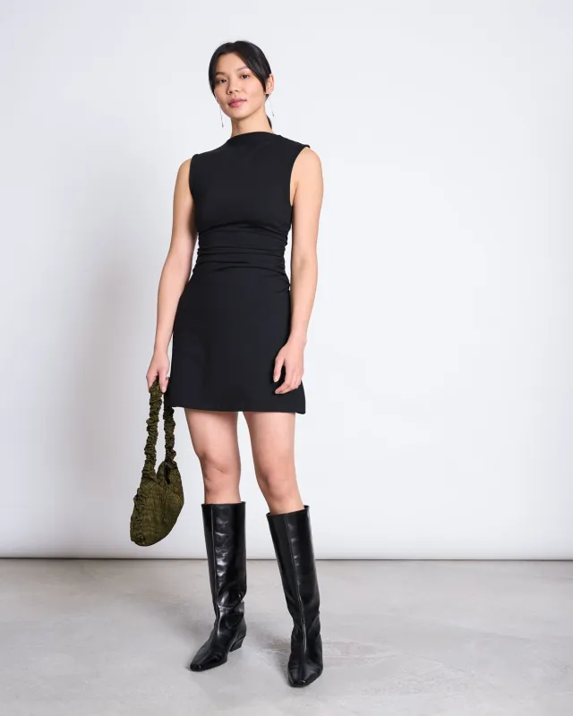 RUFFLED MINI DRESS MARVA BLACK GOTS made by JAN 'N JUNE