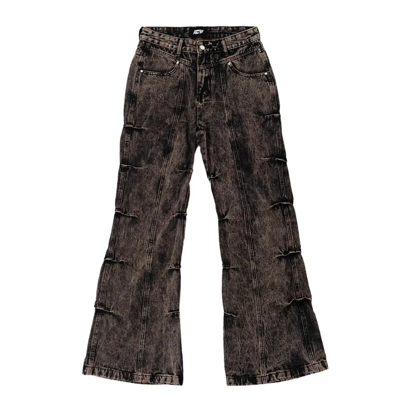 Acid Wash Flared Baggy Denim Jean Pants sold by WearIcy