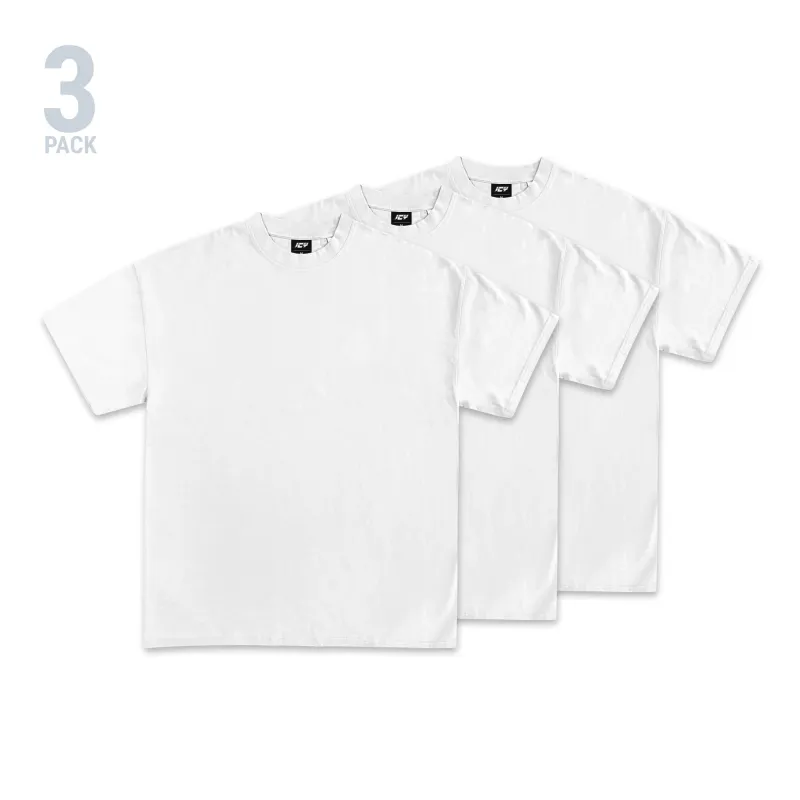 Icy Men's 3-Pack Heavyweight Blank T-Shirt (White) made by WearIcy