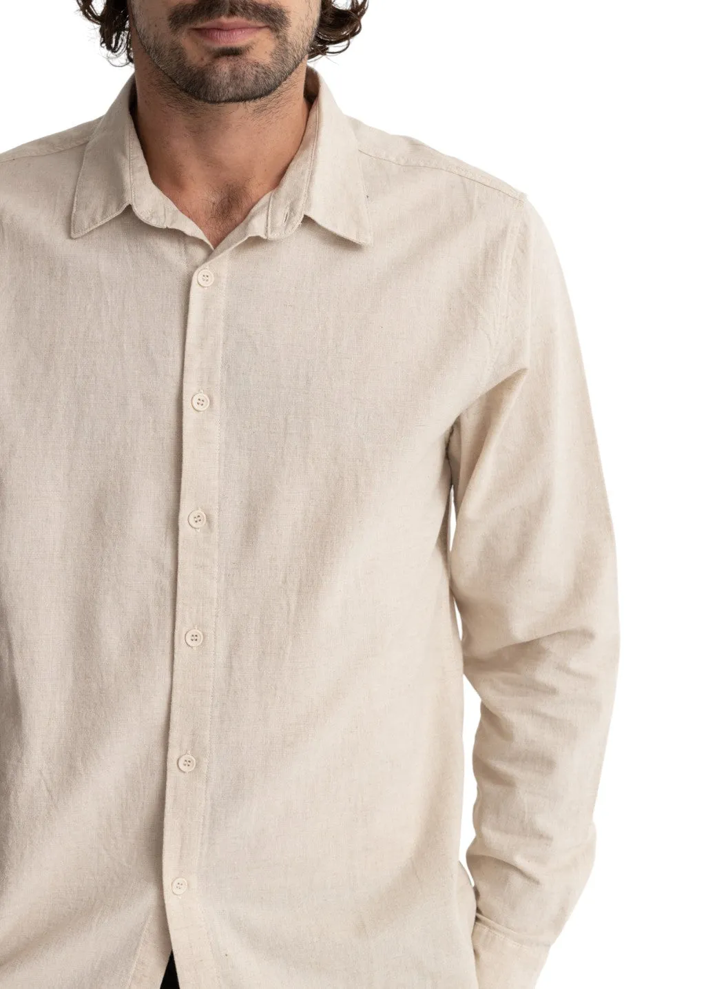 Rhythm - Classic Linen LS Shirt - Sand sold by Hardpressed Print Studio product image thumbnail 3